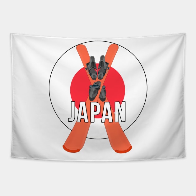 Cool Ski Flag of Japan Tapestry by DiegoCarvalho