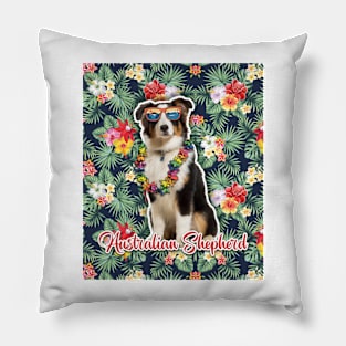 Australian Shepherd Summer Funky Hawaiian, Hawaii Style, Dog Personalized Hawaiian Pillow