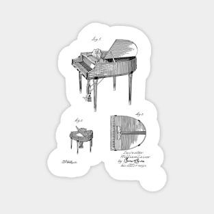 Piano Vintage Patent Hand Drawing Magnet