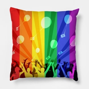 Happy people launch balloons Pillow