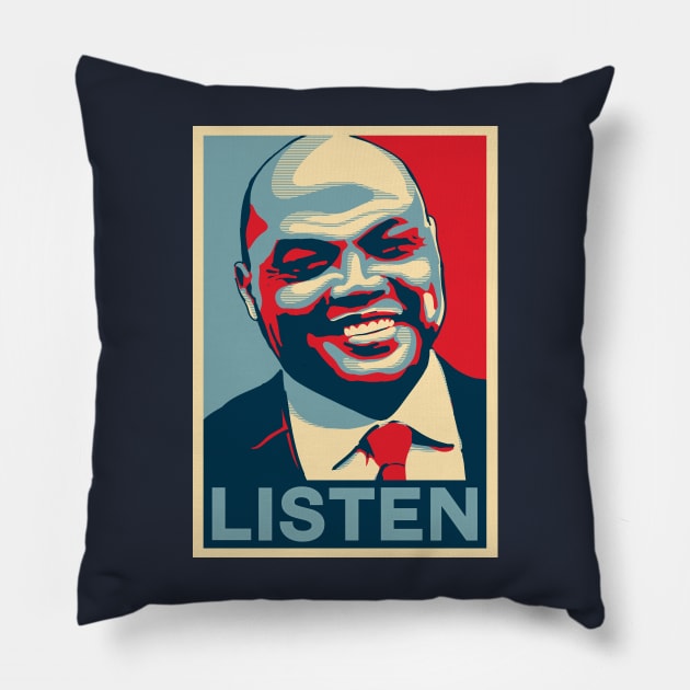 Charles Barkley Listen Obama Hope Large Print Pillow by qiangdade