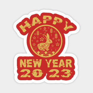 Chinese New Year 2023 Happy Rabbit with Lanterns Magnet