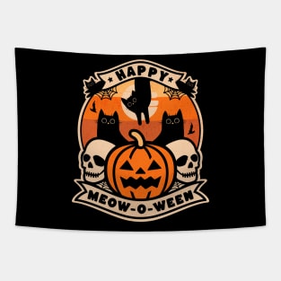 Halloween Happy Meow-O-ween Cute Black Cats Funny Costume Tapestry