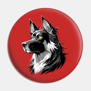 Stunning and Cool Dutch Shepherd Monochrome and Gold Portrait for Father's Day Pin