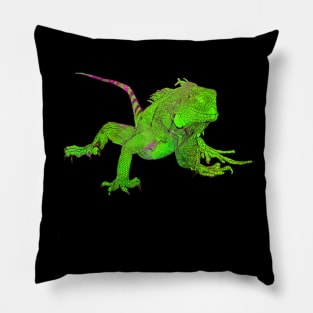 Color drawing of iguana Pillow
