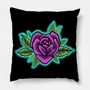 purple heart shaped rose Pillow