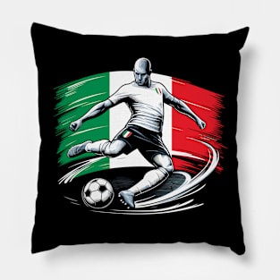 Dynamic Italy Soccer Star in Action - Vector Design Pillow