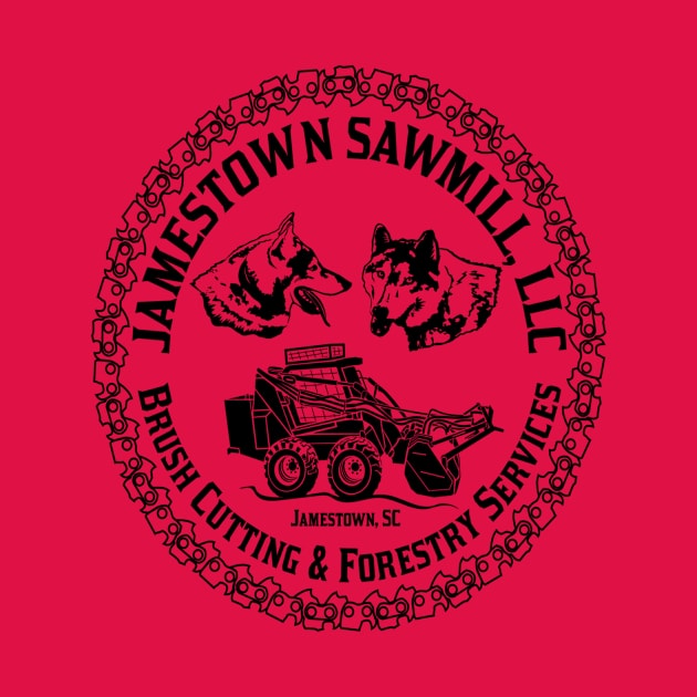 Jamestown Sawmill Logo - Black Lettering Front & Back by Jamestown Sawmill