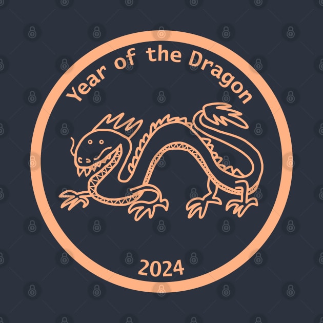 Year of the Dragon 2024 Peach Fuzz by ellenhenryart