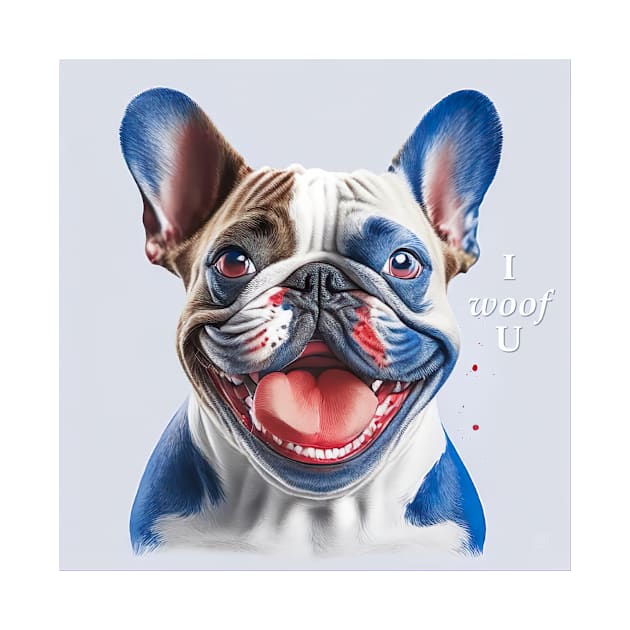 [AI Art] Red, blue and white French Bulldog by Sissely