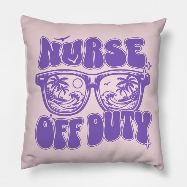 Nurse Off Duty Sunglasses Beach Sunset Palm trees - Summer Pillow by OrangeMonkeyArt