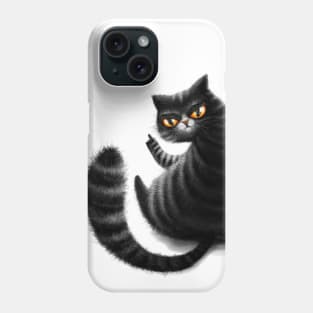 middle finger black cat Phone Case