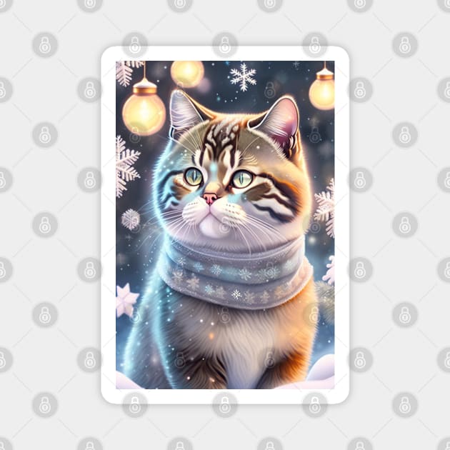 British Shorthair Kitten Enjoys Holiday Magnet by Enchanted Reverie