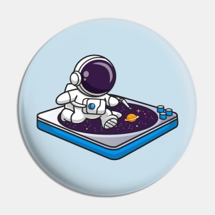 Cute Astronaut Running On Vinyl Space Music Cartoon Pin