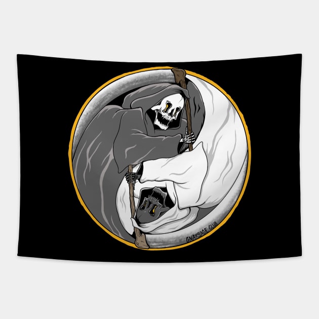 YinYang YellowReap Tapestry by GnarbageClub