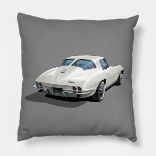 1963 corvette in white Pillow