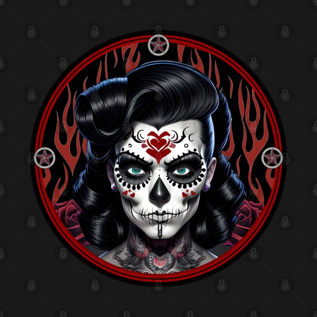 Female Rockabilly Sugar Skull by RRMStudios