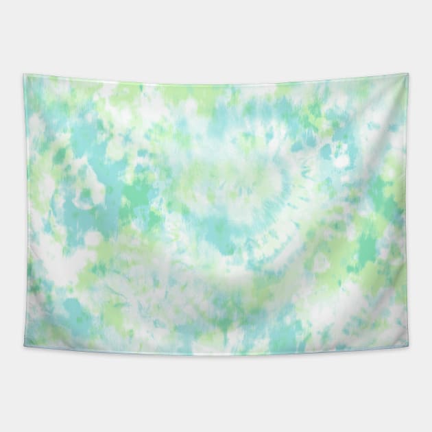 Blue and Green Tie-Dye Tapestry by Carolina Díaz