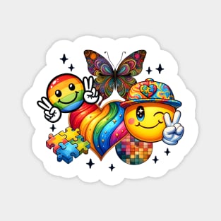 Rainbow heart butterfly Autism Awareness Gift for Birthday, Mother's Day, Thanksgiving, Christmas Magnet