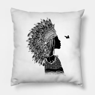 proud indian woman with headdress unique gift Pillow