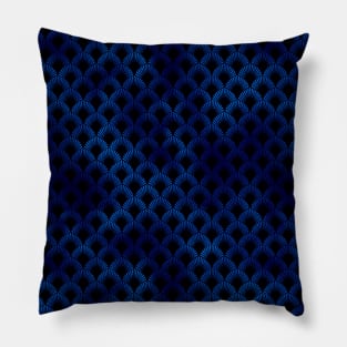 Leafed Palms in Black and Classic Blue Vintage Faux Foil Art Deco Vintage Foil Pattern Pillow