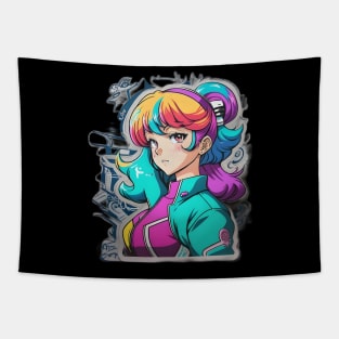 Retro-style Anime Girl Tapestry