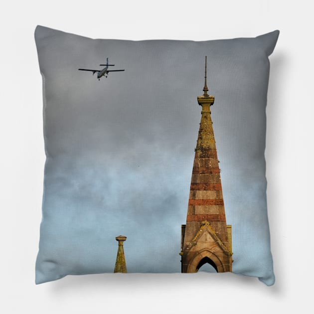 The morning flight into Campbeltown Airport, Scotland Pillow by richflintphoto