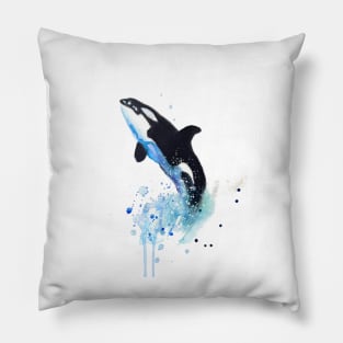 watercolor whale illustration with dripples Pillow