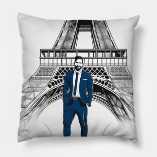 Messi Paris Eiffel Tower Soccer Futbol PSG Gift Pillow