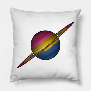 Planet and Rings in Pansexual Pride Flag Colors Pillow