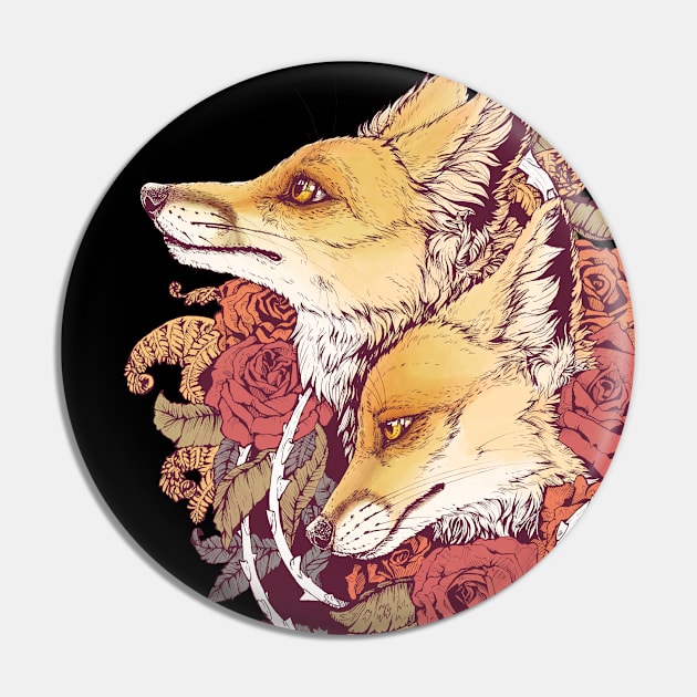 Red Fox Bloom Pin by Plaguedog