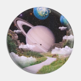 Surreal Cosmic Garden Pin