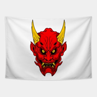 oni mask with gold horn Tapestry