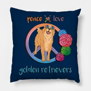 Peace Love Golden Retrievers Pillow