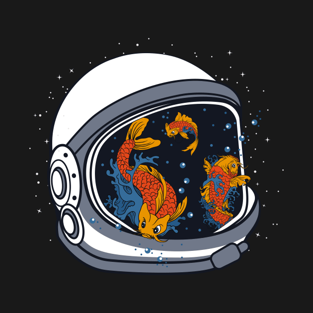 Koi fish in astronaut helmet by Foxxy Merch