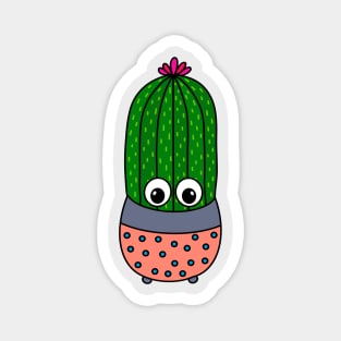 Cute Cactus Design #347: Potted Saguaro Cactus With A Cute Flower Magnet