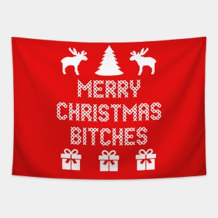 merry christmas bitches ugly sweater Tapestry