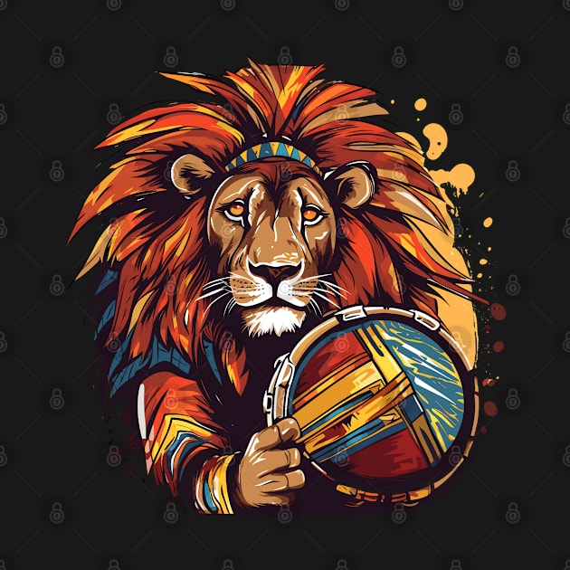 Lion playing drums by Graceful Designs