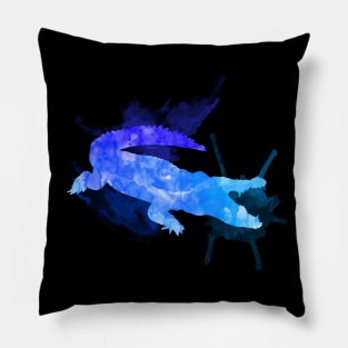 Crocodile Watercolor Lagoon Pillow