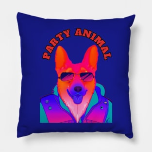 Party Animal Police K9 Dog Synthwave Retro Pillow