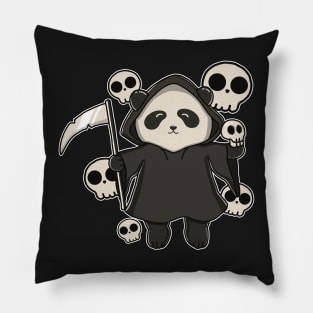 Cute Panda In Grim Reaper Costume Pillow