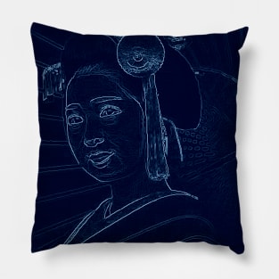 Japanese Geisha - Blue Pillow