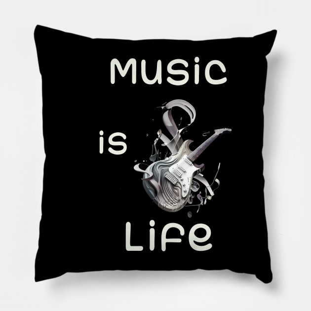 Music is life black ' Pillow by Gingerbrunette