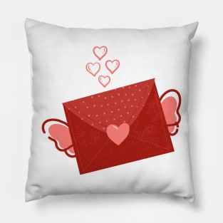 Cute Flying Love Letter with Hearts for Couples or Friends Pillow