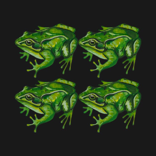 Four green tropical frogs by deadblackpony