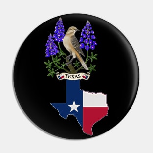 Texas state mockingbird and bluebonnet flower Pin