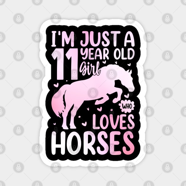 11th Birthday Horse Design for 11 Year Old Girls Magnet by Nostalgia Trip