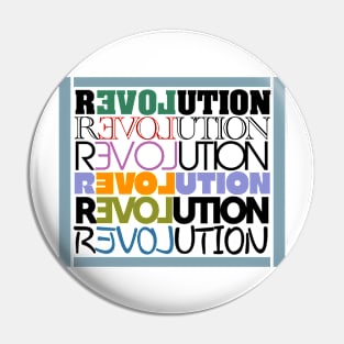 Revolution word pun wordplay typography themed colorfull design Pin