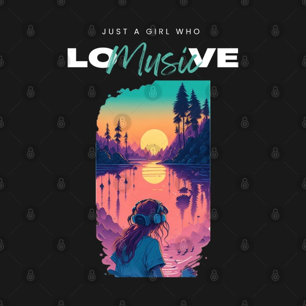 Just a girl who love music cute vintage music graphic design by Nasromaystro