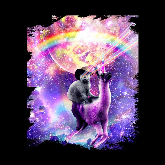 Laser Galaxy Space Cat On Rainbow Llama Unicorn by Random Galaxy